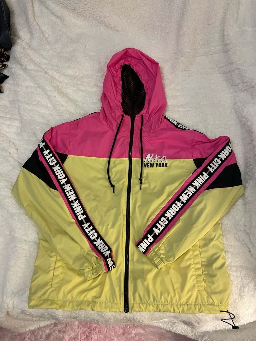 Victoria's Secret PINK NYC New York City Colorblock Neon Windbreaker Jacket